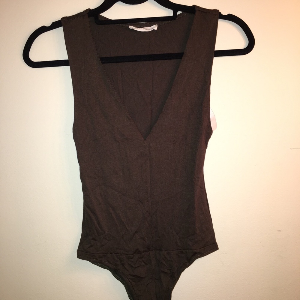 Dark Green Deep V Bodysuit - Final Price 🔒